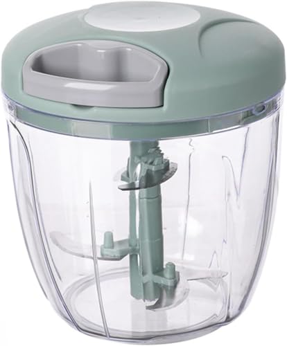 ZGHQHCDRH食洗機対応 強化版 みじん切り器 500ml 900ml ふたも洗える ?蒜泥神器を使った蒜の砕き機 手動式の小型大蒜砕き機 蒜を搾るための蒜搾り臼子 蒜の粉末を作るための蒜の搗き棒 (900ml,グリーン)