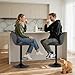 Sweetcrispy Bar Stools Set of 4, Modern Swivel Bar Chairs, Adjustable Fabric Upholstered Barstools Counter Height with Backrest for Bar, Kitchen Island, Dining Room, Black