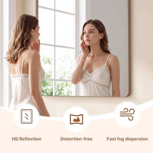 Image of Kosmonia 36x36 Inch Bathroom Vanity Mirror Brushed Rose Gold