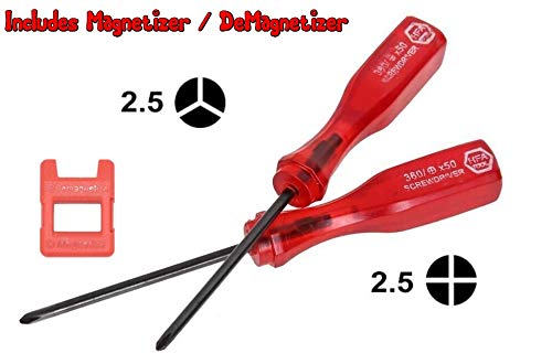 Precision Tri-wing (Y) & Cross (+) Screwdriver set Cell Phone, Video Game, Repair Tool, Screwdriver Set with Full Triwing & Cross Screw driver by Deal Maniac (With Magnetizer/Demagnetizer)