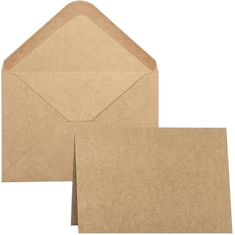 50 Pack Blank Cards and Envelopes 4x6, Brown Blank Note Cards Greeting Cards and Envelopes Set, Folded Cardstock with Envelopes for DIY Greeting Cards, Thank You Cards, Invitations in All Occasions Cover