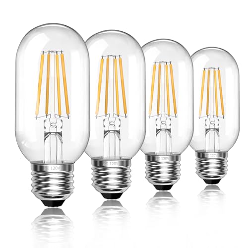 SCNNC Vintage E26 4W LED Edison Bulbs 40W Equivalent 400 Lumens 2700K Warm White CRI90 T45 Antique LED Bulb Clear Glass 4 Packs for Chandeliers Pendant Vanity Non Dimmable