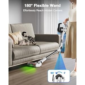 Cordless Vacuum Cleaner 30KPa Stick Vacuum Rechargeable with Bendable Wand for Carpet Hardwood Floors Pet Hair Lightweight Quiet Powerful Cleaning for Home