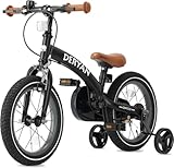 Deryan Luxus Kinderfahrrad 14 Zoll | 3 in 1 Laufrad | Fahrrad mit Verstellbarem Sattel und Lenker | Kinder Fahrrad für Jungen und Mädchen | Schwarz