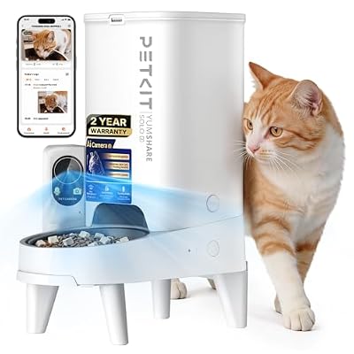 PETKIT Automatic Cat Feeder with Camera, Upgraded Multi-Cat Recognition, 2.4G&5G WiFi Pet Feeder with Freshness Preservation,3L Timed Food Dispenser with Low Food Sensor,Night Vision Motion Capturing