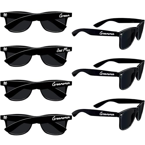 PartyGifts&beyond 7 Pcs Bachelor Party Groomsmen Sunglasses Wedding Sunglasses Favors for Groom Best Man Groomsman Gifts