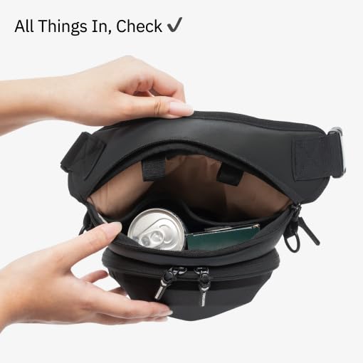 Image of VANTORA ARC 4-in-1 Unisex Sling Bag, Black | Crossbody, Chest, Waist, Thigh & Tank Bag, 5L Hard Shell Travel Pouch, Hydration Pack Compatible
