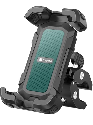 tounee Fahrrad Handyhalterung, Handyhalter Motorrad - 2-Fach Vibrationsgedämpft Handy Fahrradhalterung, Universal Lenker Halter für iPhone 16 15 14 13 Pro Max Plus & 4,7-6,7" Smartphones (Grün)
