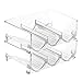 mDesign Stackable Plastic 3 Bottle Refrigerator Wine Rack - Kitchen Storage Organizer Holder for Storing Champagne, Wine, and Water Bottles - Stacking Wine Bottle Organizer for Fridge - 2 Pack - Clear