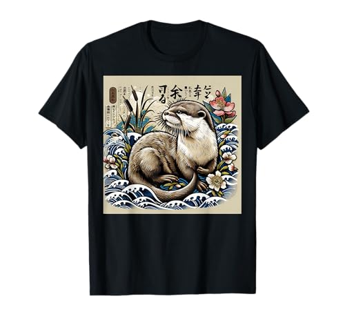 Floral Wildlife Vintage Flower Japanese Art Cute Nutria Camiseta