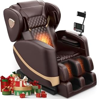 2025 Massage Chair Full Body, Zero Gravity Massage Chair with 10 Fix Rollers, Heating, Foot Massage, Auto Modes, Bluetooth Speaker, Touch Screen Controller (Brown Premium)