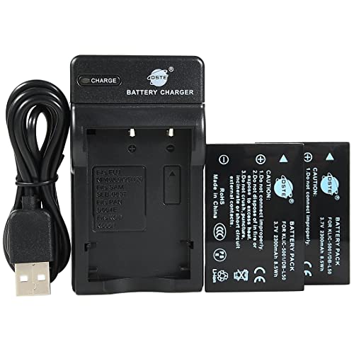 DSTE KLIC-5001 Li-ion Batterie (2-Pack) et chargeur USB costume pour Kodak EasyShare P880 Z730 Z7590 Z760 DX6490 Z760