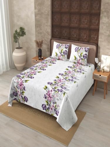 Image of JaipurFabric 300 TC Cotton Bedsheet with 2 Pillow Covers | Soft Breathable King Size Bed Sheet Set