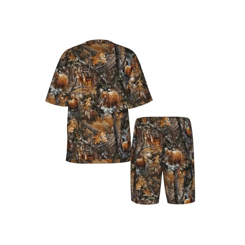 Pijama de ciervo para hombre ropa de dormir transpirable de dos piezas 6
