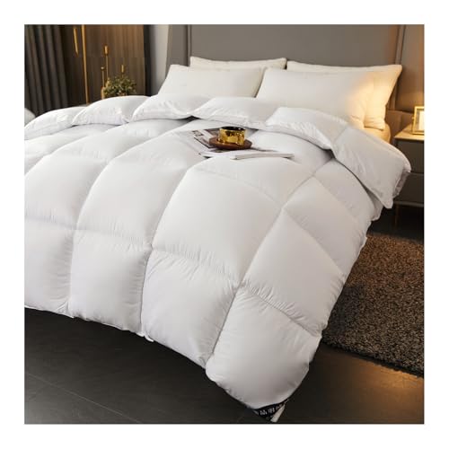 HonunGron Edredón Nórdico, Edredón de Plumas y Plumón, Invierno Colcha Nordico Cama 150/180/200 Relleno Nórdico de Plumas y Plumón Súper Suave y Esponjoso (Blanco,150x200cm(2kg))