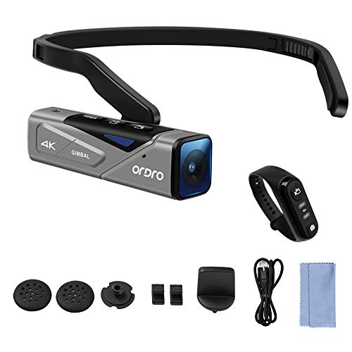 EP7 Head Wearable Camera 4K Video Camera First Person View Hands-Free Camcorder APP Control Autofocus Built-in 2-Axis Gimbal with Remote Control