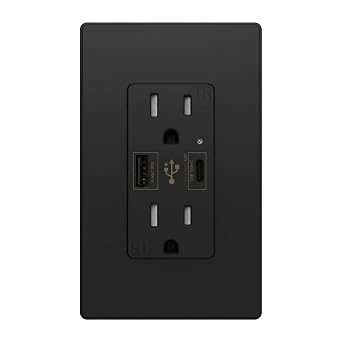 Micmi 15 Amp Tamper-Resistant Decorative Outlet - 10-Pack Black Standard Electrical Receptacle, UL Listed - View #4