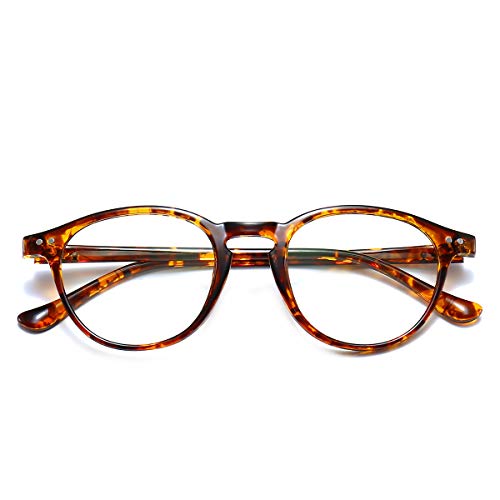 Blaulichtfilter Brille Computerbrille ohne sehstärke Anti-Blaulicht Klassische Rund Frame Gaming Brille für Damen Herren Leopard