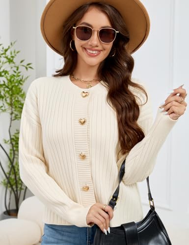 CiCiBird Women's Long Sleeve Metal Button Cardigan Sweater Ribbed Crew Neck Knit Jacket 2025 Fall Casual Coats4