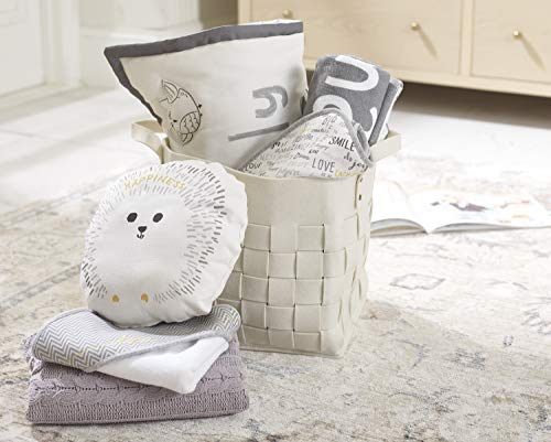 ED Ellen DeGeneres Woodland Friends Super Soft Plush Grey Chenille Baby Blanket, Words of Encouragement, Ivory, Charcoal Grey