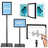 1 PACK Double-Sided Adjustable Heavy Duty Pedestal Sign Holder Stand for Display - Indoor/Outdoor Floor Sign Stand with Base 8.5x11 inches (Horizontal and Vertical Orientation) - includes dry erase marker