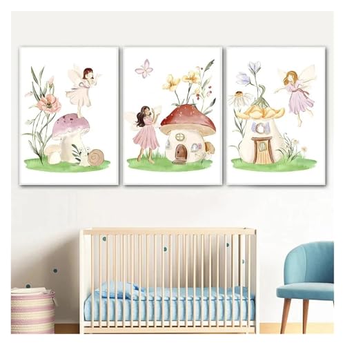 Fleur fée oiseau papillon champignon affiche art mural 21x30 - 3