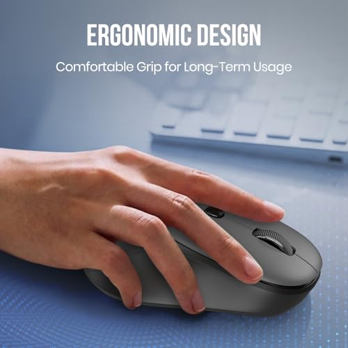 Image of Portronics Toad Neo Wireless Bluetooth Mouse with Dual Wireless Connectivity (BT + 2.4 GHz), Rechargeable Battery, Forward & Back Button, Multi-Device Pair, Upto 3200 Dpi Sensitivity(Black)