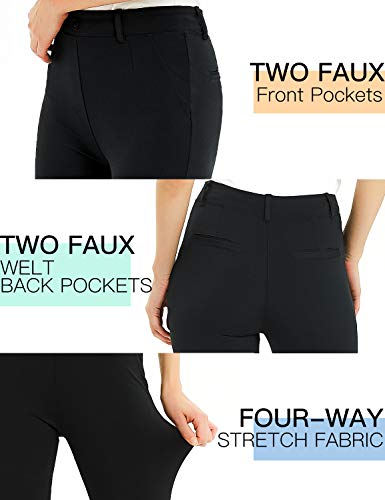Safort Women's Bootcut Yoga Dress Pants, Work Bootleg Pants With Faux Pockets, Black, M #TOP2