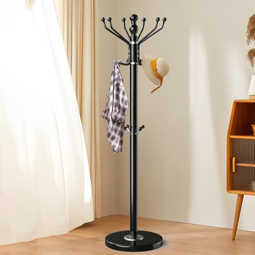 LOZABEE Coat Rack with Natural Marble Base, Metal Freestanding Coat Rack with 16 Hooks, Heavy Duty Coat Racks Stand Coat Hall Tree Hanger Holder Stand for Entryway,Office (Black 16 Hooks) by LOZABEE - Image 7