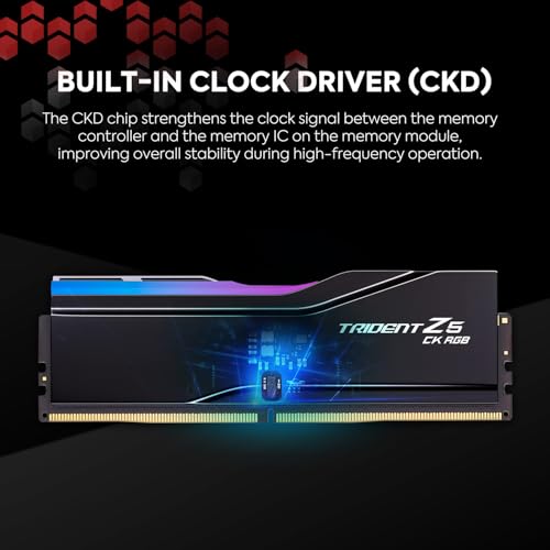 Image of G.SKILL Trident Z5 CK RGB Series (Intel XMP 3.0) DDR5 RAM 48GB (2x24GB) 8200MT /s CL40-52-52-131 1.40V Desktop Computer Memory CUDIMM - Mirror Black (F5-8200C4052G24GX2-TZ5CRK)