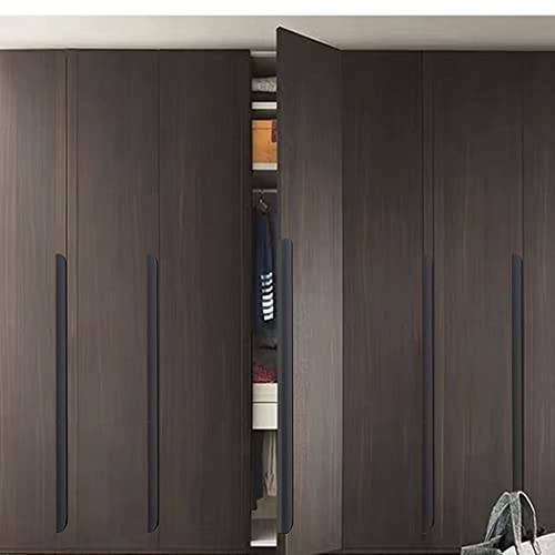 Poignée de porte encastrée en alliage d'aluminium noir mat pour dressing - 5