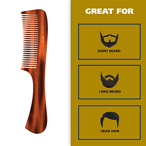 Wahl Beard, Mustache, & Hair Rake Comb For Men's Grooming - Handcrafted & Hand Cut With Cellulose Acetate - Smooth, Rounded Tapered Teeth - Model 3325 #TOP2