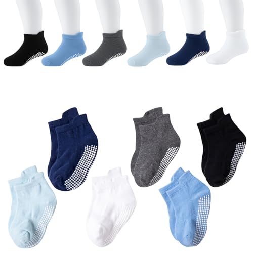 Image of MOMISY Cotton Anti-Skid Baby Girl Boys Toddlers Infant Non Slip Socks-6 Pairs (Dotted, 3 to 5 years)
