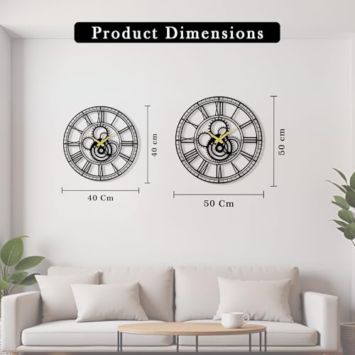 Image of Auromin Premium Metal Wall Clock for Living Room Stylish | Decorative Silent WallClock for Hall & Bedroom, Kitchen, Office | Modern Designer Big Size Home Decor Wall Watch - Aesthetic Clock