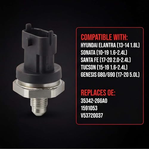 Powkos Fuel Injection Rail Pressure Sensor 353422GGA0 Compatible with Hyundai Elantra Sonata Santa Fe Tucson Genesis G80 G90 Replaces 35342-2GGA0 1591053 V53720037 by Powkos - Image 2