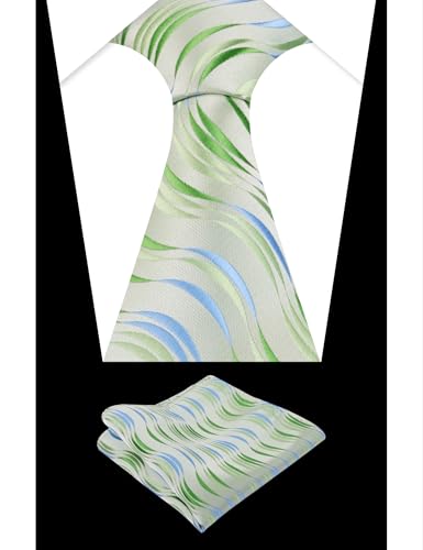 Image of Alizeal Mens 3.15'' Gradient Novelty Pattern Tie Set with Pocket Square Casual Color Tie Set