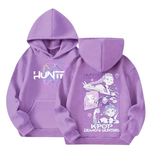 Costume Huntrix Hoodies Girls Vintage Y2k Pullover Huntrix Huntr/X Hip Hop Streetwear Oversized Fashion Hooded Sweatshirts Long Sleeve Tops for Cartoon Pink Hoodie Back to School