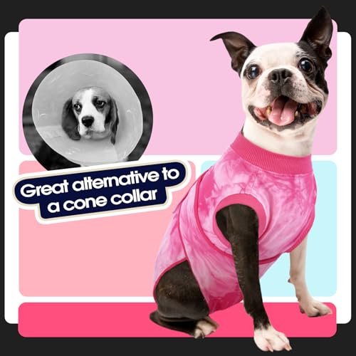 Image of FUAMEY Surgery Recovery Suit for Large Dogs,Dog Surgery Suit Female Spay Male Dogs Neuter Recovery Shirt Dog Onesie Anti Licking Abdominal Wounds Pet Bodysuit Skin Conditions Rose Dye XL