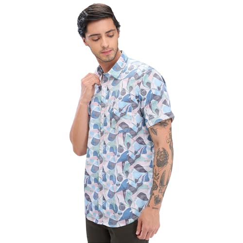Image of Spykar Men's Slim Fit N /A Half Sleeve Printed Casual Shirts
