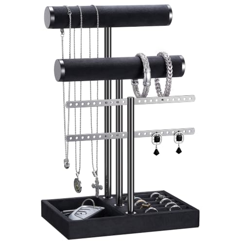 Image of Jewelry Organizer Stand for Necklaces, Bracelets, Earrings, Rings, PB | 3 Tier Velvet Bracelet Holder Display | Jewelry Organizers and Storage | Jewelry Tree | Jewelry Towers
