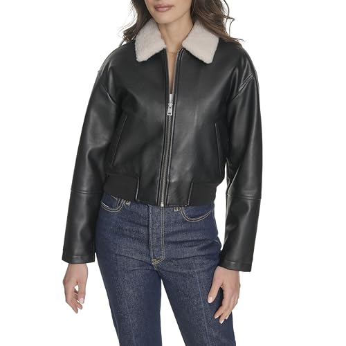 Image of Levi's Women's Faux Leather Bomber With Laydown Collar