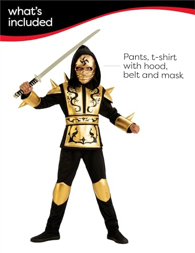 Disfraz Niño Ninja Dorado Talla Large miniatura 3