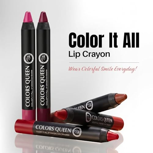 Image of Colors Queen Color It All Crayon Lipstick | Lightweight & Long Lasting Last Upto 18 Hours | Creamy Matte Finish | Smudge Proof & Waterproof Lipstick for Women with Sharpener (Chocolate, 3.5g)