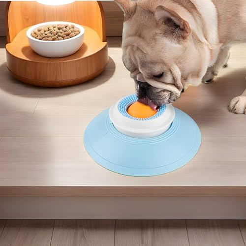 Hunde Leckmatte mit Saugnapf & Drehkugel – Spielzeug zur langsamen Fütterung gegen Langeweile für kleine bis große Hunde