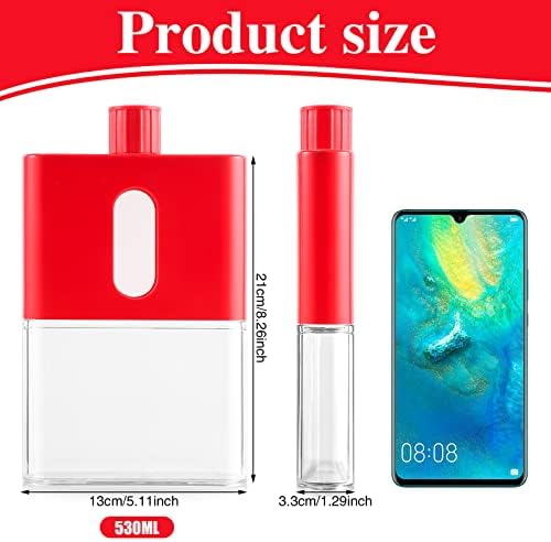 Lanjue Flat Water Bottle, 18.65oz Travel Water Bottle Portable Leakproof Water Bottle for Sports Camping Gym Outdoor