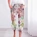 Women Capri Casual High Waisted Elastic Workout Pants Drawstring Floral Wide Leg 3/4 Length Lounge Pants with Pockets