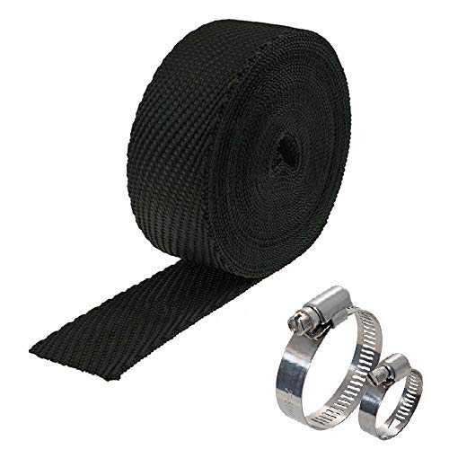 AllExtreme EXSWBB1 Bike Exhaust Universal Silencer Wrap Heat Shield Protector with Clip Compatible for Royal Enfield Classic Electra Standard Bullet (Black, 3 Mtr)