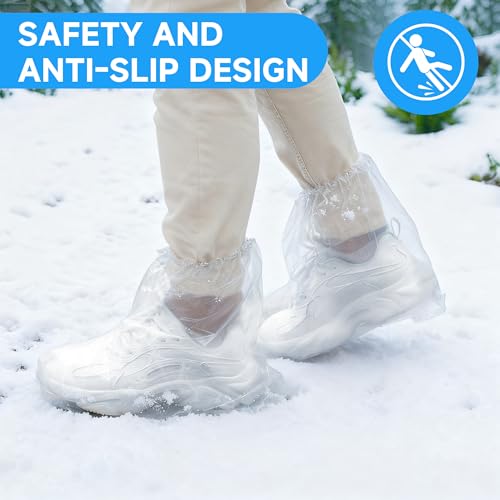 CNPMBO Waterproof Shoe Covers for Rain 10 Pairs Disposable Plastic Rain Shoe Covers Reusable Shoe Ponchos & Boot Covers for Adults' Short Size, Outdoor Travel Commuting and Indoor Protection (Clear) by CNPMBO - Used condition - Image 6