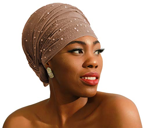 LMVERNA Cotton Scarf For Women Muslim Hijab Solid Color Glittering Pearl Headscarf Soft Lightweight Large Shawls And Wraps For Evening Dresses(Nude)