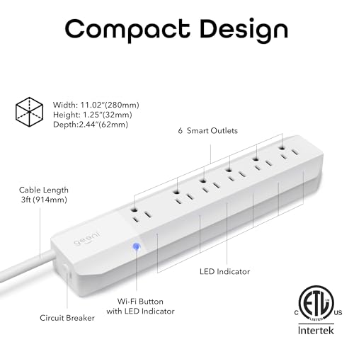 Geeni Smart Surge Protector 6-Outlet Power Strip – Wi-Fi Enabled with Voice Control (Alexa, Google Assistant), Surge Protection, 3ft Extension Cord, Remote Access – Image 3